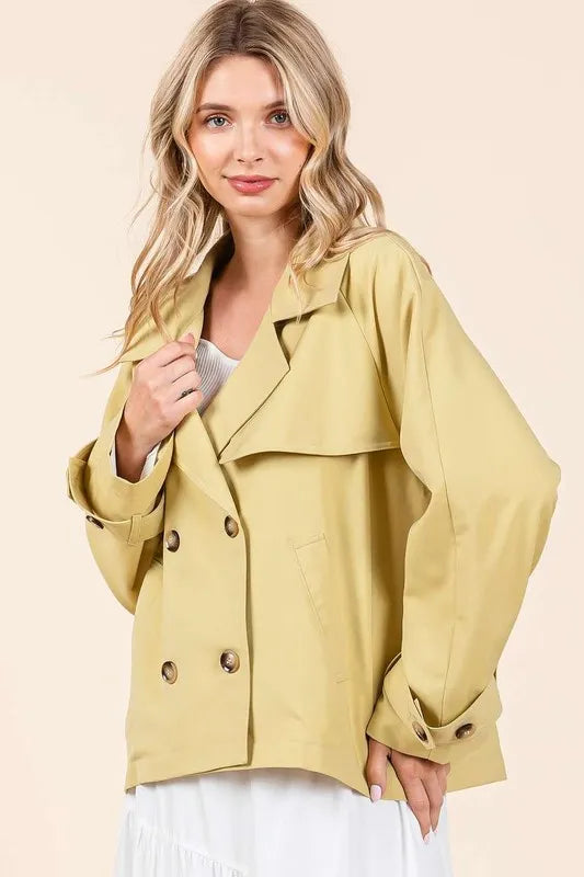 Mittoshop Double Breasted Long Sleeve Trench Coat Jacket 1