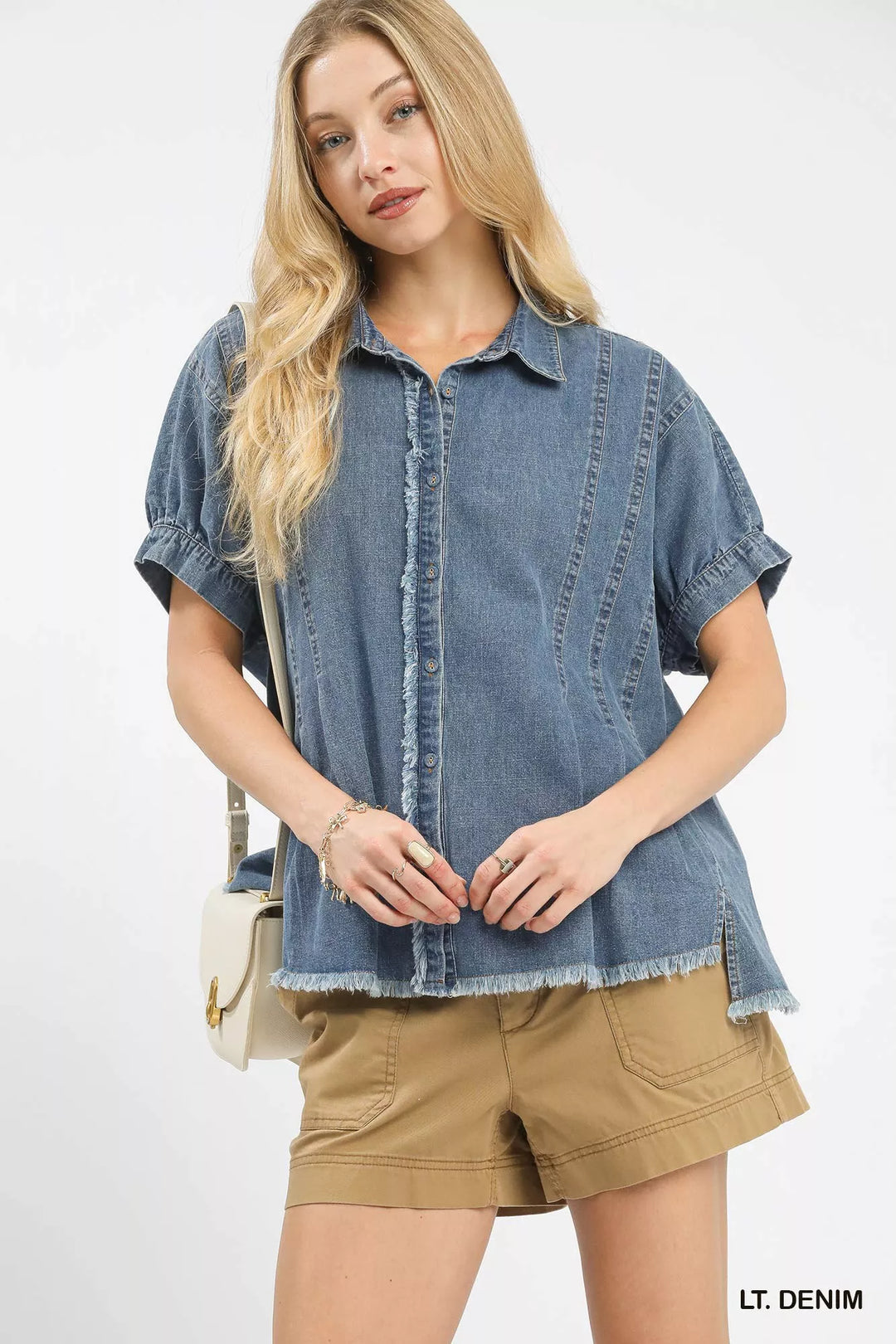 Lt. Denim Umgee Washed Denim Oversized Top