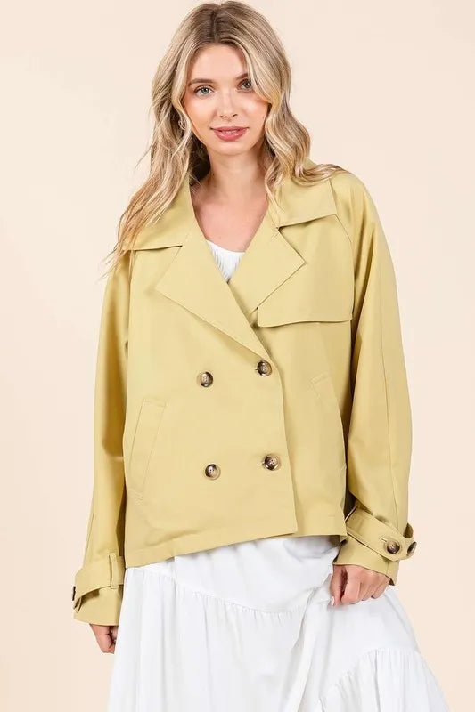 Mittoshop Double Breasted Long Sleeve Trench Coat Jacket 1