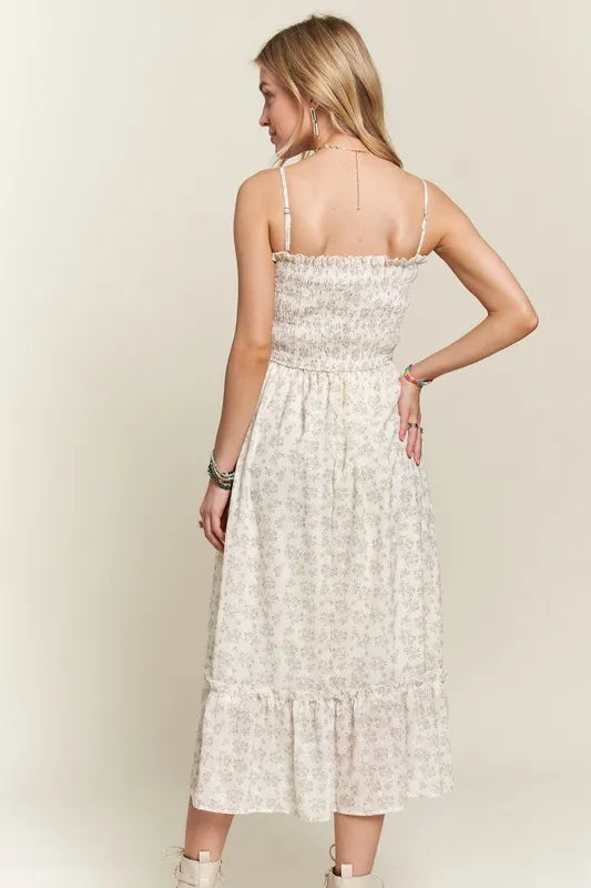 Adora Smocked Floral Ruffled Hem Cami Dress