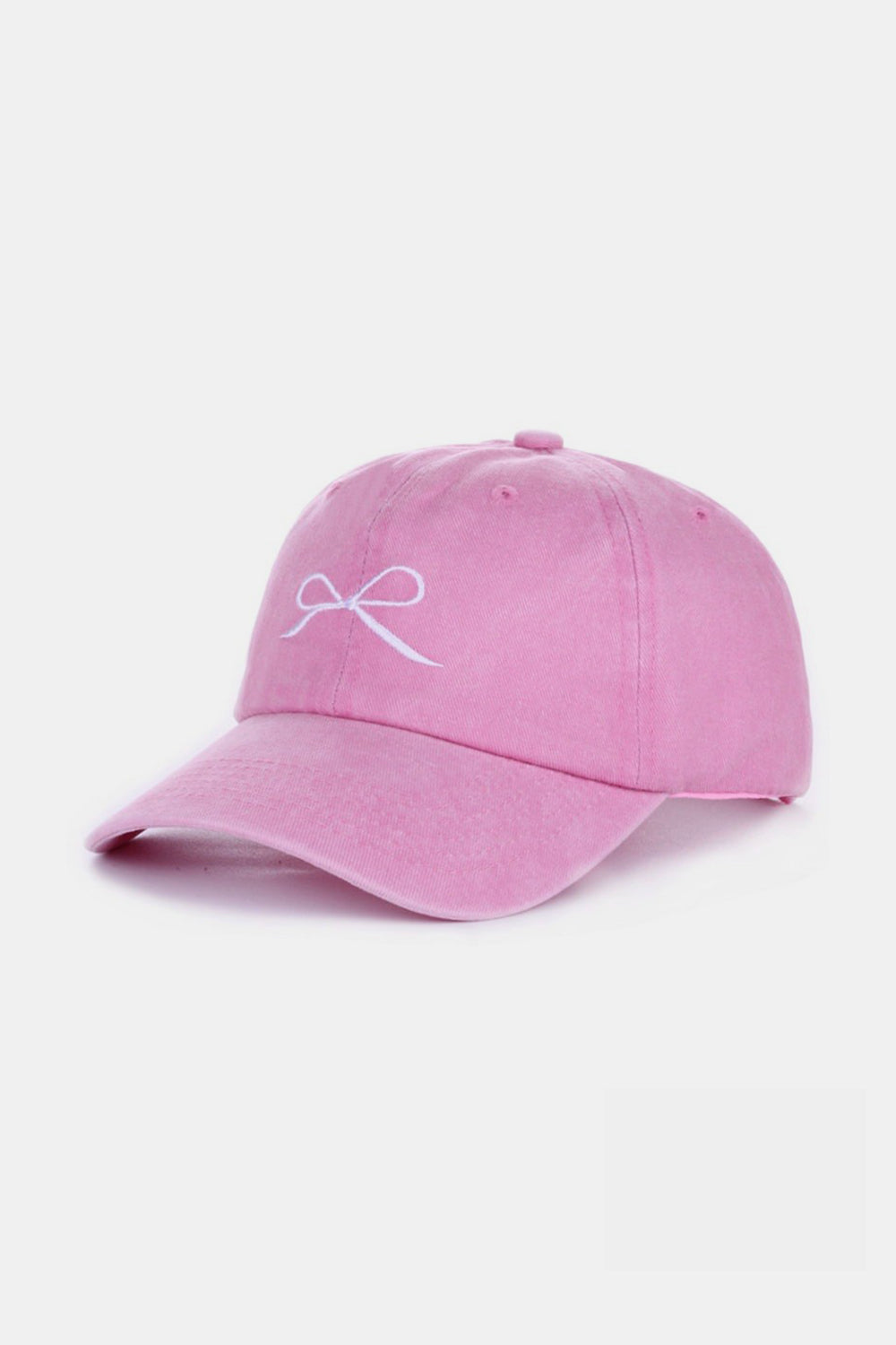 Ash Mocha Zenana Bow Embroidered Washed Cotton Caps