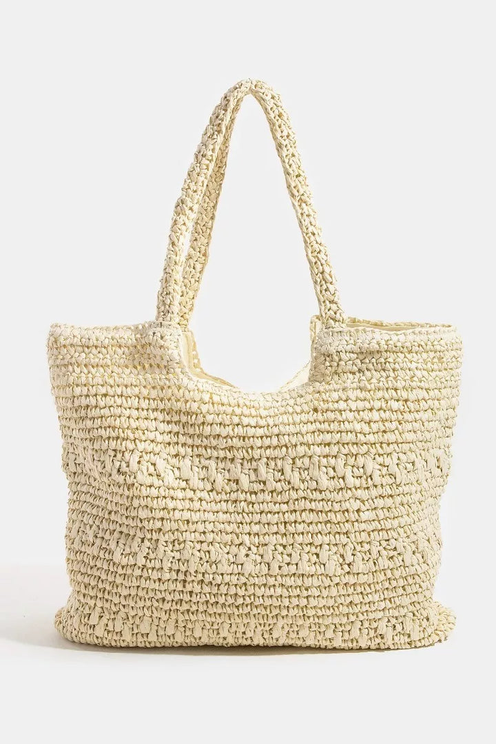 Iv Fame Straw Braided Square Tote Bag