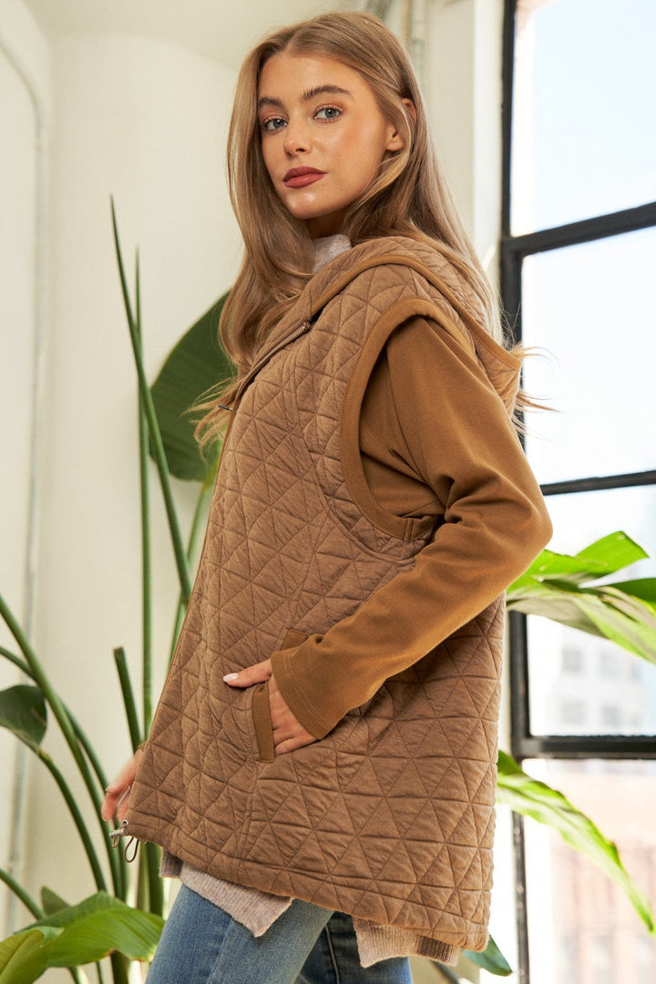 Solid Long Sleeve Zipper Front Hoodie Jacket | Anekay