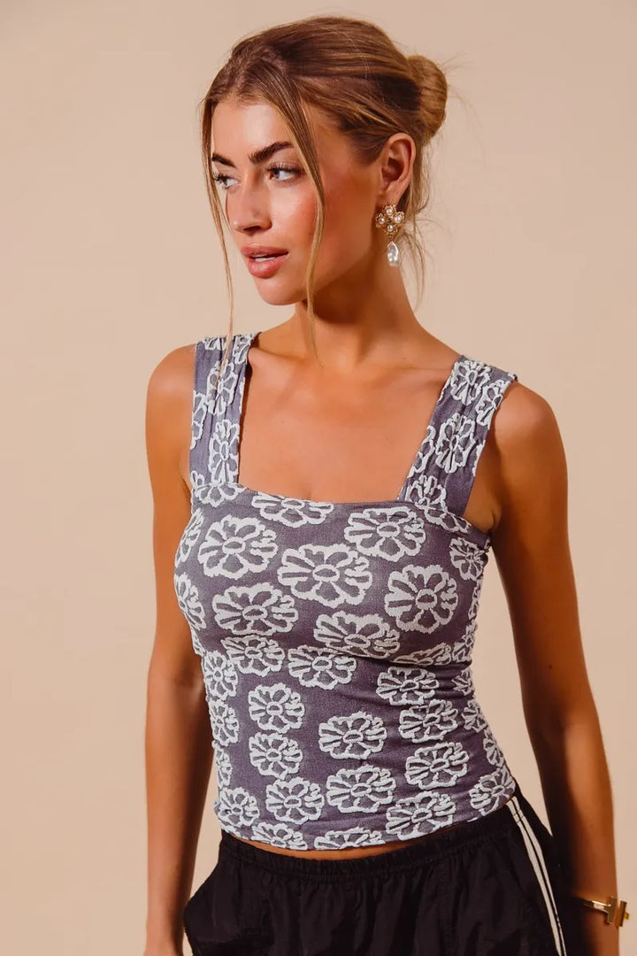 So Me Two Tone Floral Seamless Tank Top 2