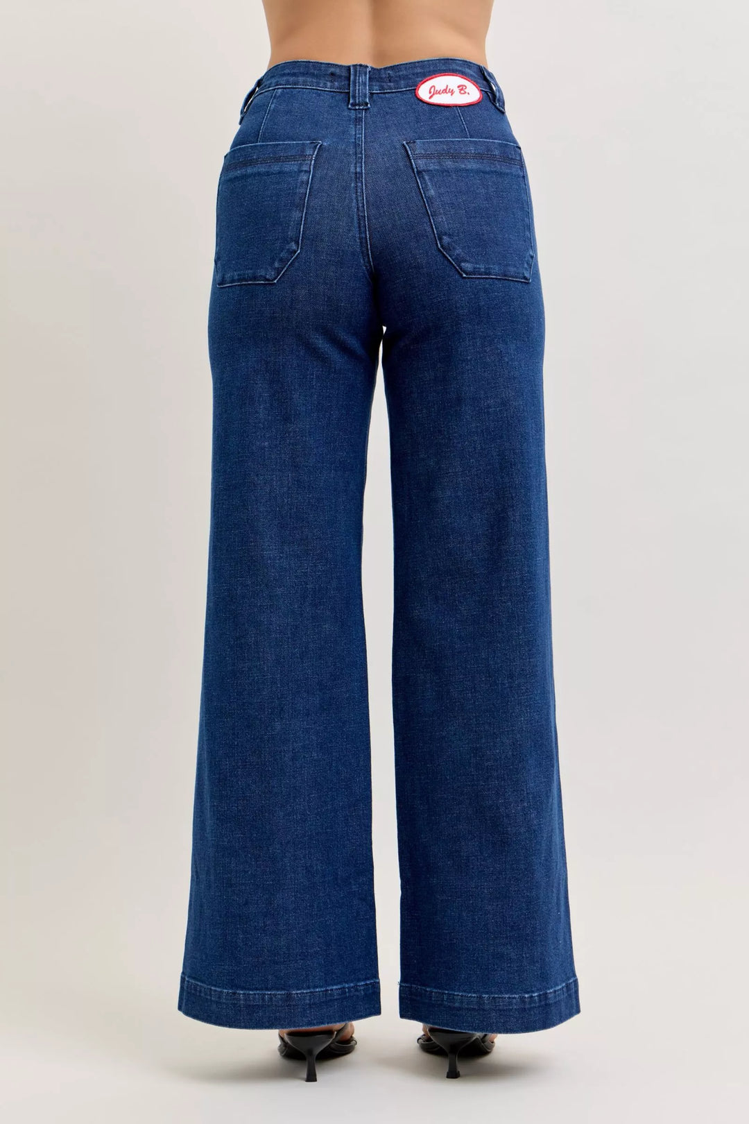 Dk Judy Blue High Waisted Retro Wide Jeans With Patch Pkts Twisted Seams