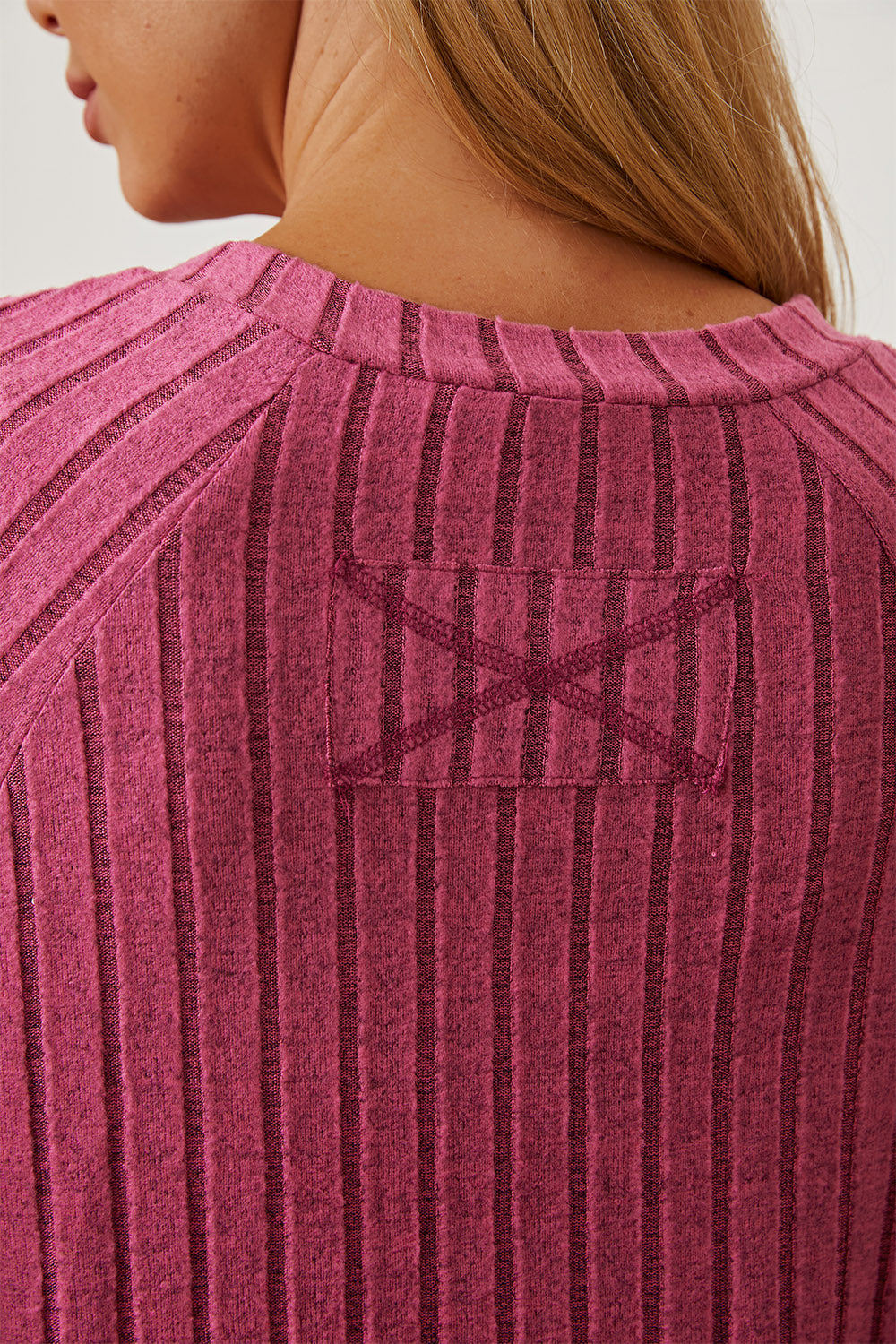 Hot Pink Basic Bae Full Size Ribbed Thumbhole Sleeve T Shirt