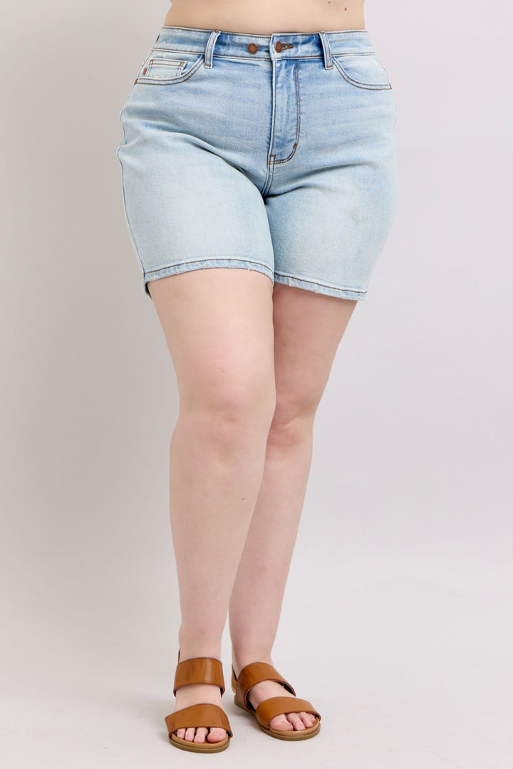 Judy Blue Full Size 2 Button Denim Shorts With Pockets Plus Size 1