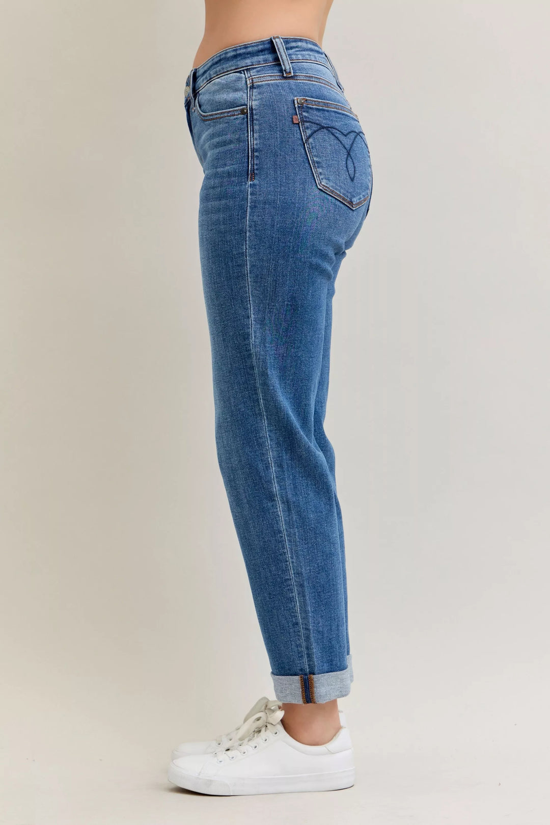 Md Judy Blue Full Size Mid Rise Bf Classic Cuffed Jeans Plus Size