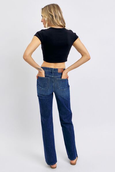 Dark Judy Blue Full Size Tummy Control Straight Jeans Plus Size