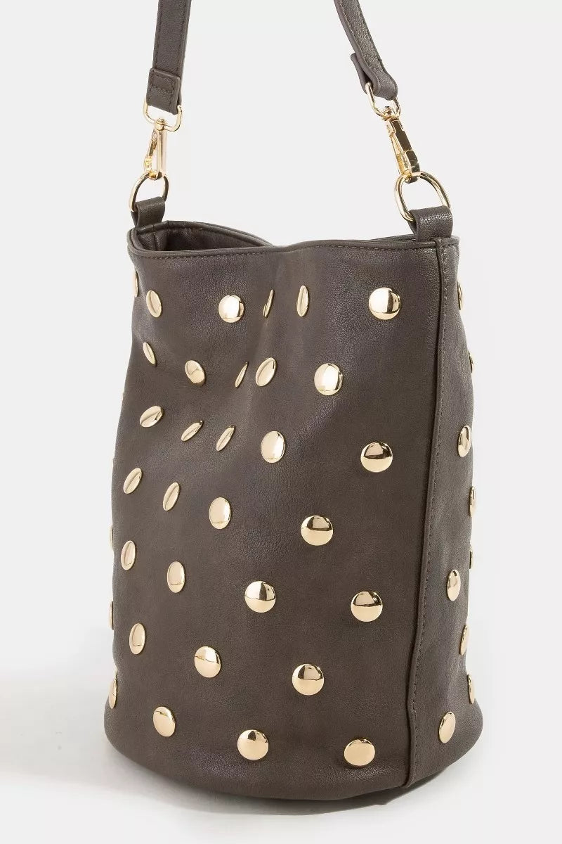 Ska Fame Studded Leather Bucket Bag
