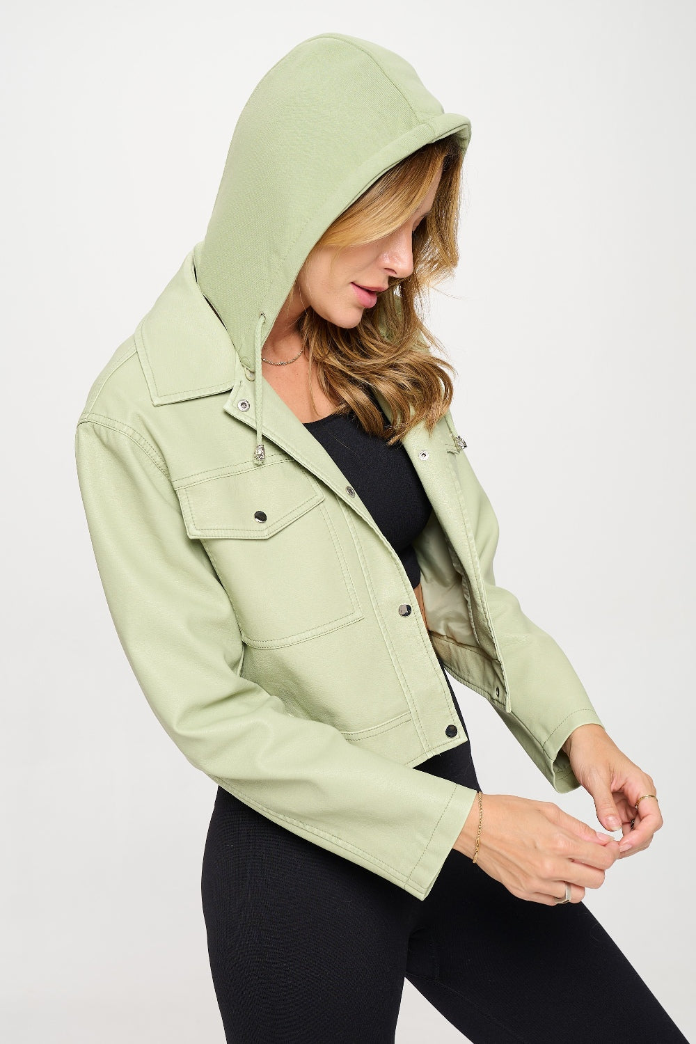 Mint Coalition La Snap Down Cropped Hooded Jacket 1