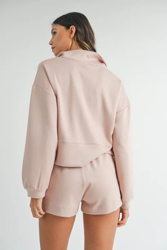 Mable Half Zip Sweatshirt And Shorts Set