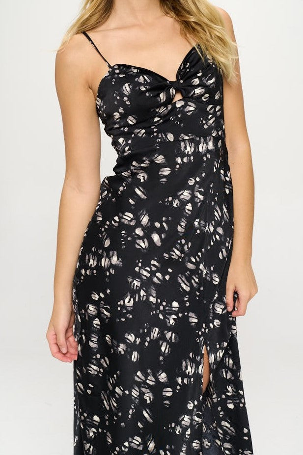 Red Satin Floral Maxi Dress