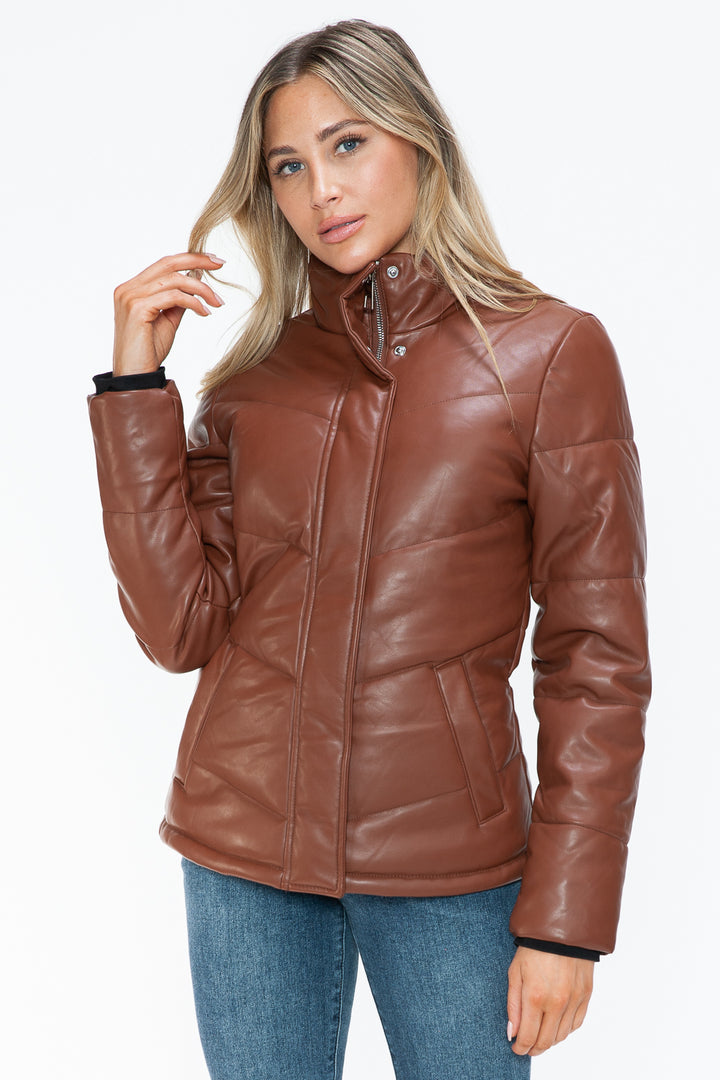Snobbish Pocketed Zip Up Turtleneck Puffer Jacket 1