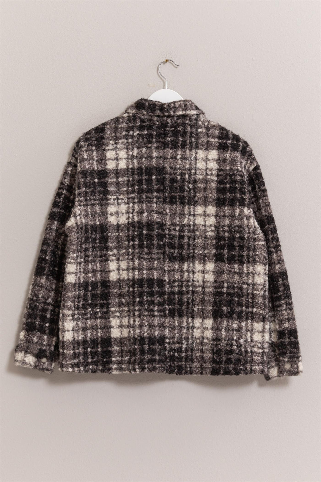 Hyfve Plaid Button Up Boucle Jacket
