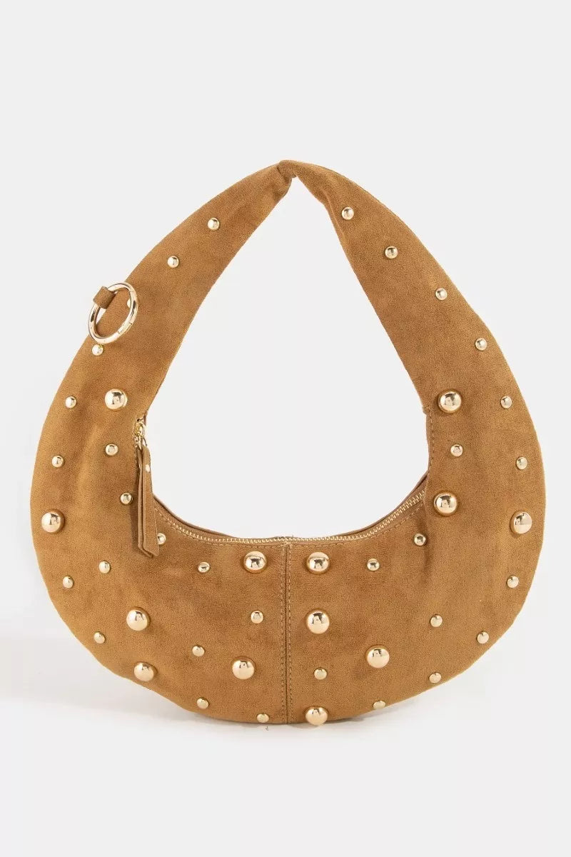 Glbr Fame Dome Studded Chrome Crescent Hand Bag