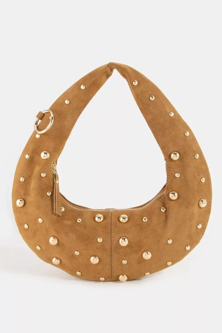 Glbr Fame Dome Studded Chrome Crescent Hand Bag