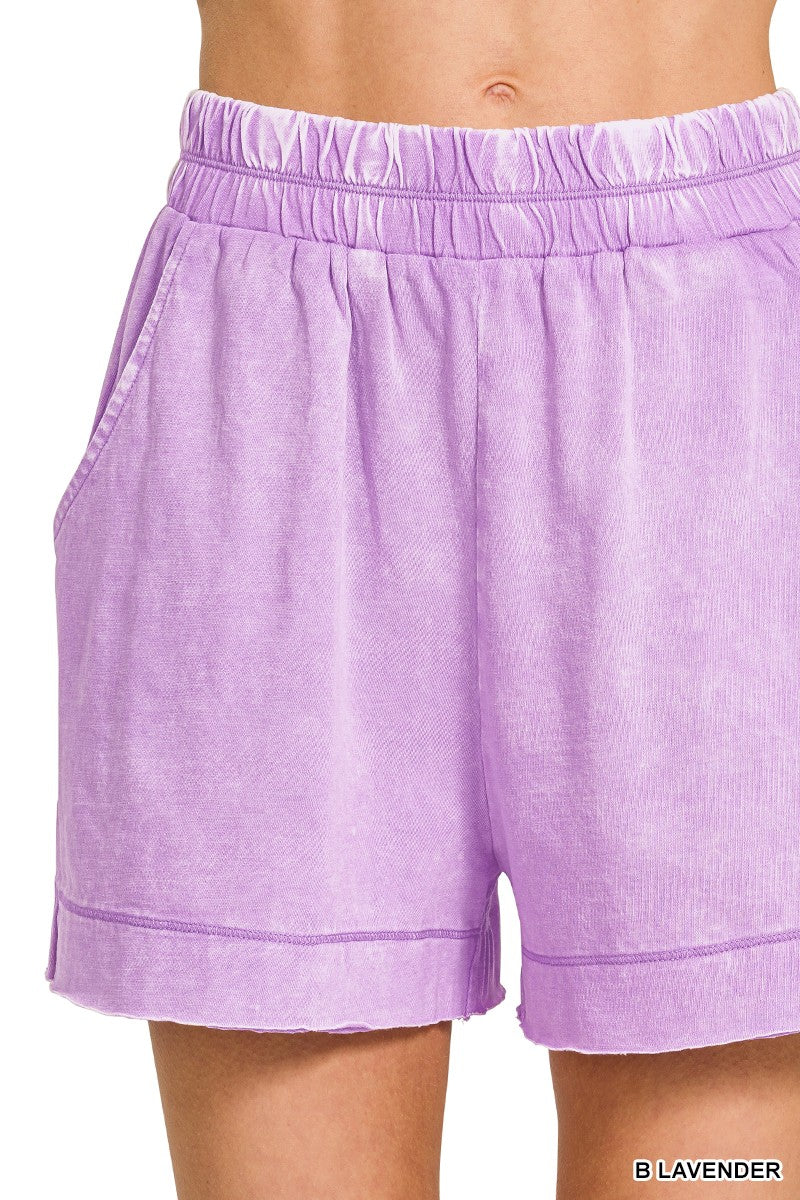 Zenana Acid Washed Oversized Top Shorts Set 1