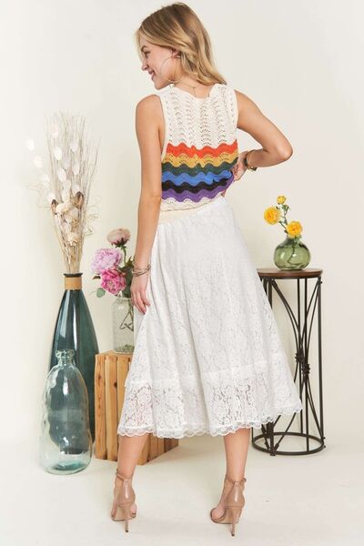 Adora Elastic Waist Lace Midi Skirt 1