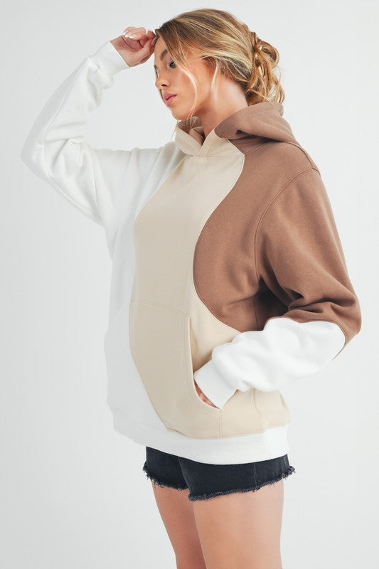 Aemi Co Color Block Hoodie With Kangaroo Pocket