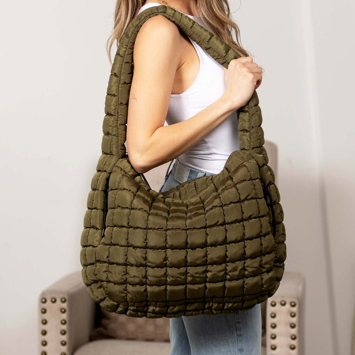 Mocha Taylor Quilted Puffer Tote 1