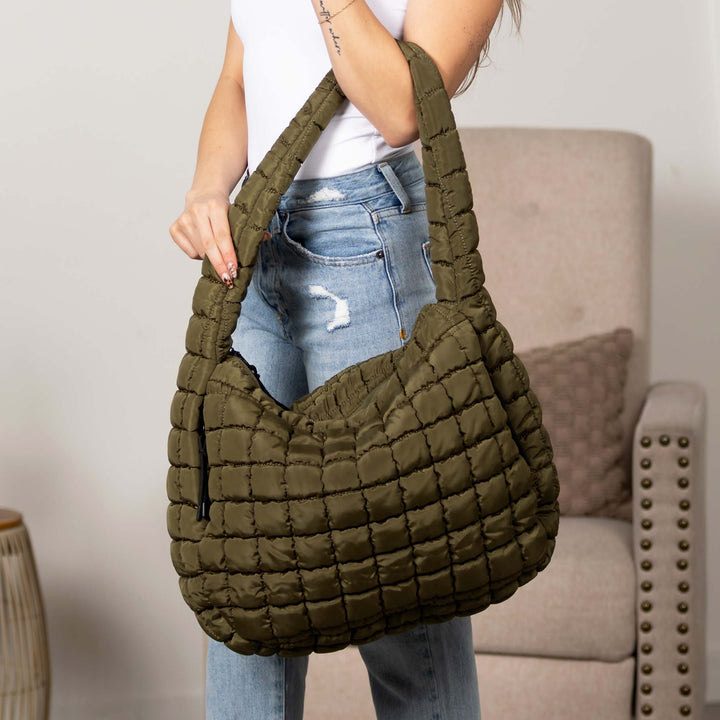 Emerald Taylor Quilted Puffer Tote 1