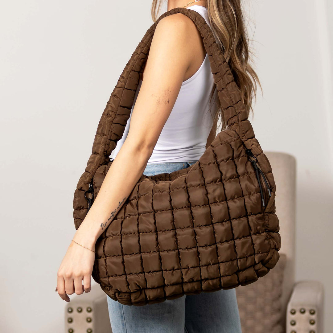 Almond Taylor Quilted Puffer Tote 1