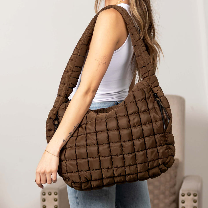 Almond Taylor Quilted Puffer Tote 1