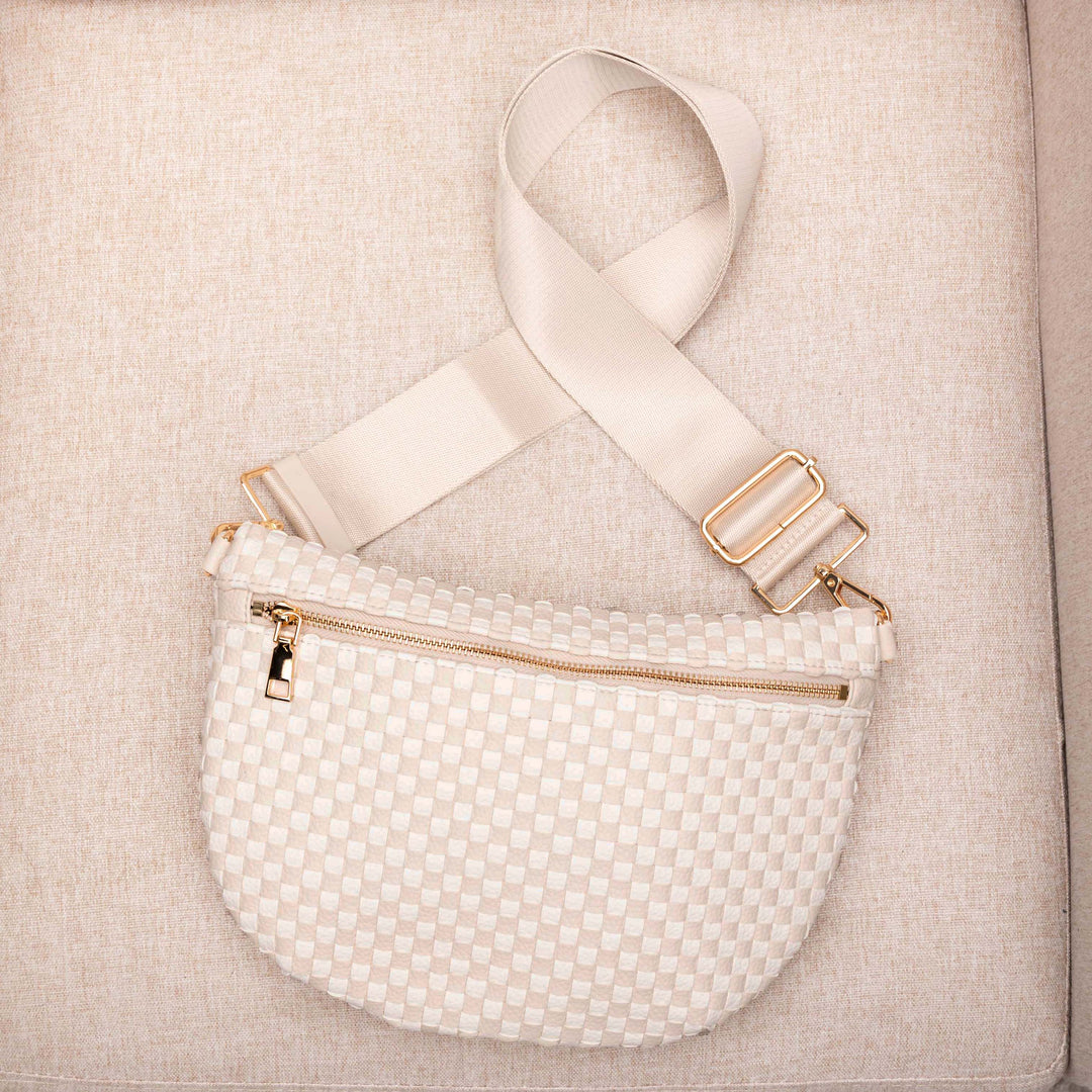 Sky Blue Check Layla Woven Checkered Crossbody Sling Bag