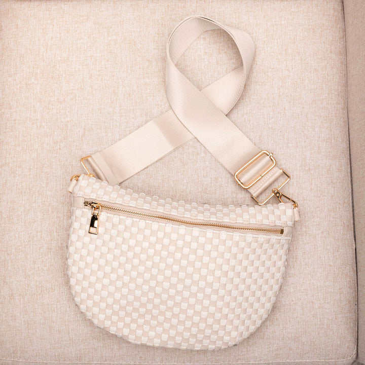 Sky Blue Check Layla Woven Checkered Crossbody Sling Bag