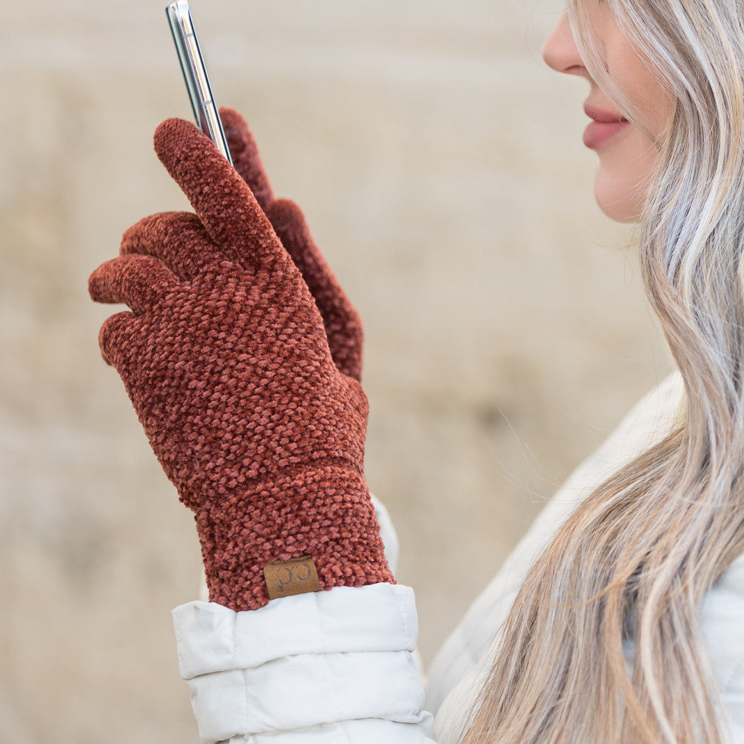 New Olive C C® Chenille Touch Gloves