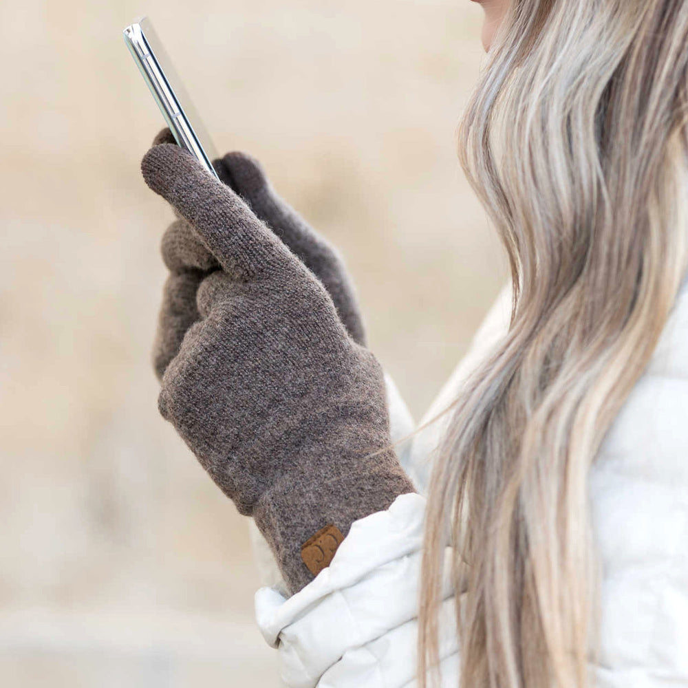 Earth Brown C C® Cashmere Blend Touch Gloves