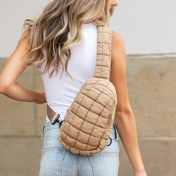 Olive Skyler Quilted Puffer Sling 1