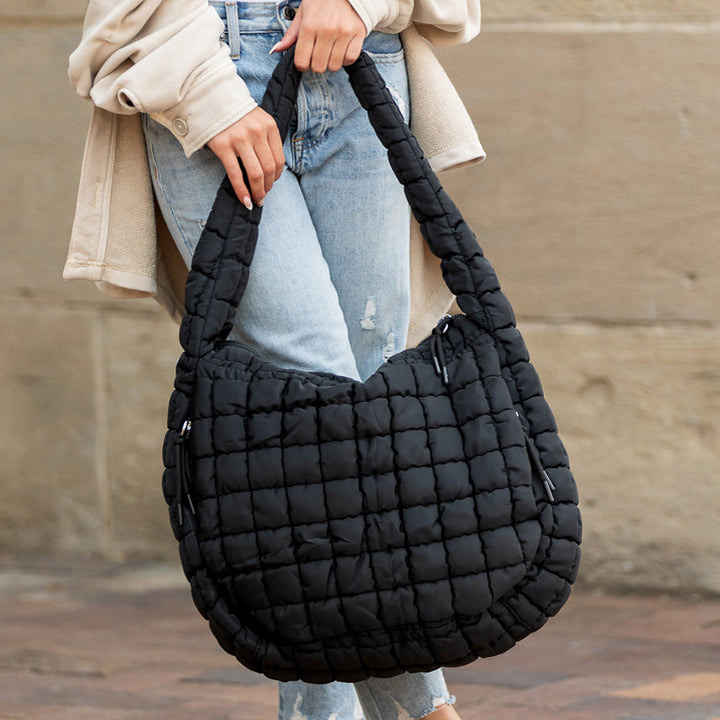 Slate Blue Taylor Quilted Puffer Tote 1