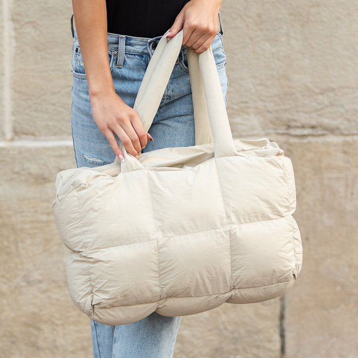 White Daphne Puffer Tote 1