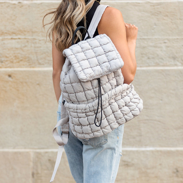 Slate Blue Stevie Quilted Puffer Backpack 1