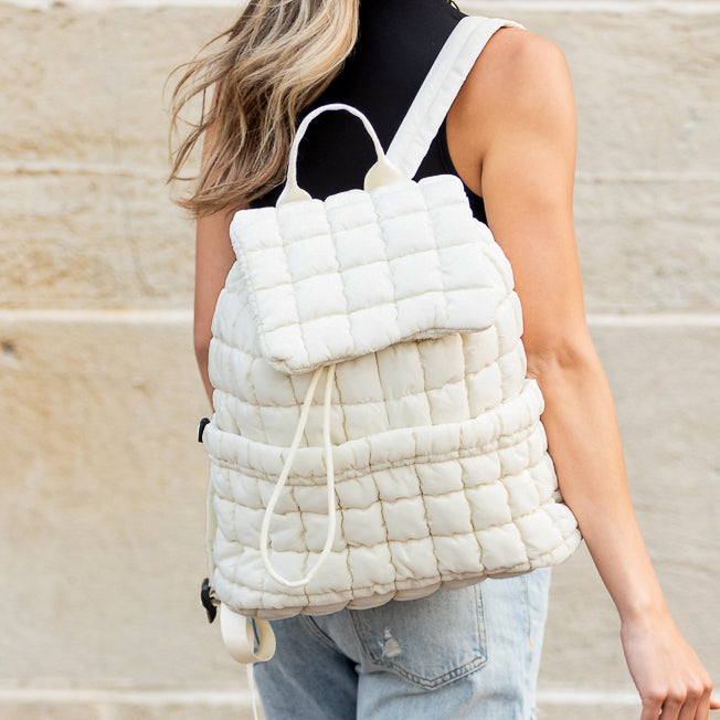 Mauve Stevie Quilted Puffer Backpack 1