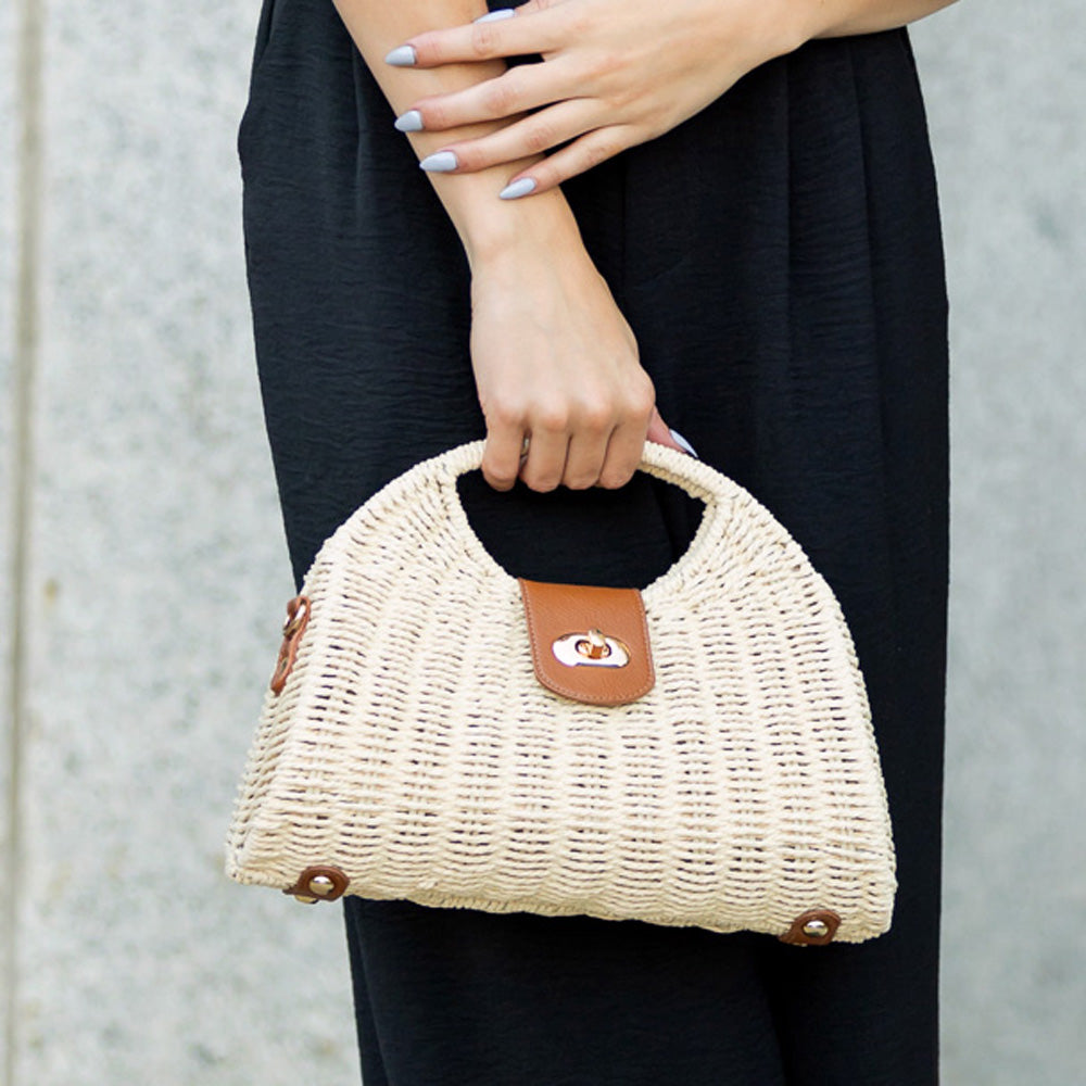 Stella Woven Straw Top Handle Crossbody Bag 1