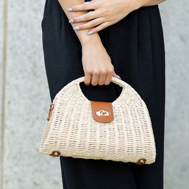 Stella Woven Straw Top Handle Crossbody Bag 1