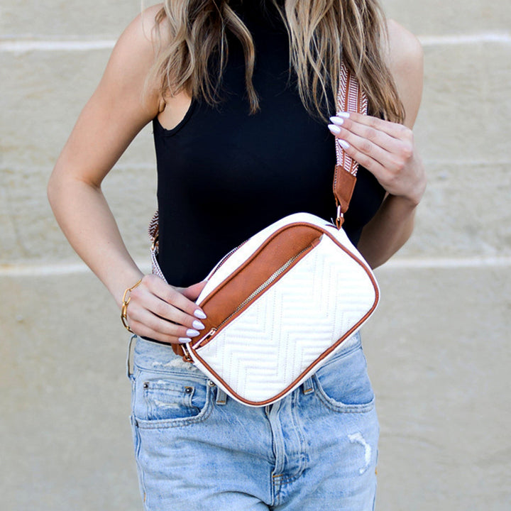 Cognac Everly Vegan Leather Camera Crossbody 1