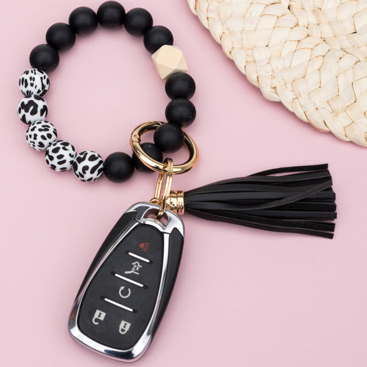 Silicone Color Block Print Key Ring Bracelet 1