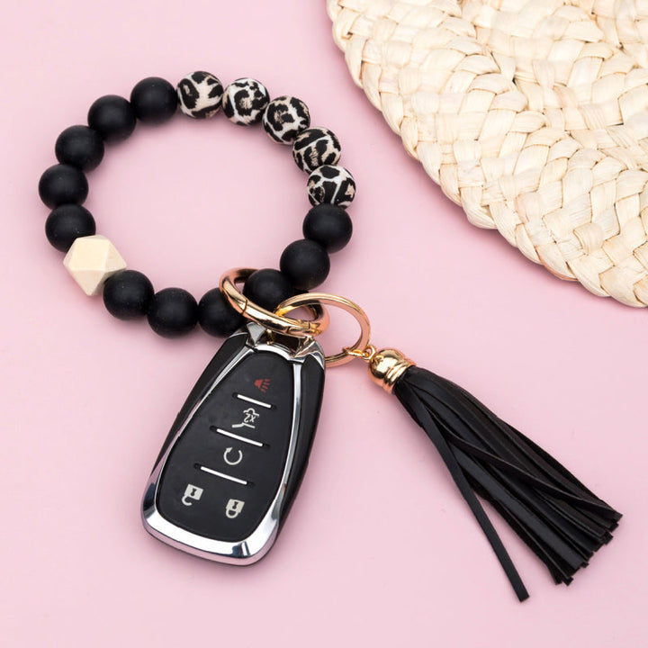Silicone Color Block Print Key Ring Bracelet 1