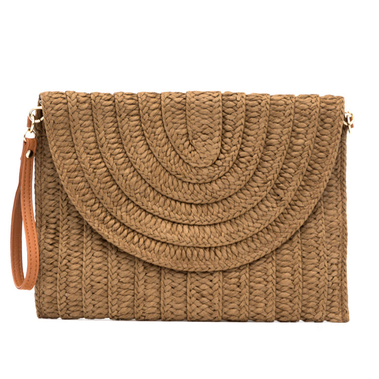 Straw Foldover Convertible Clutch 1