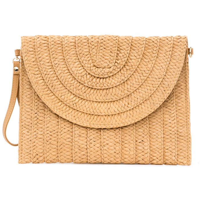 Straw Foldover Convertible Clutch 1
