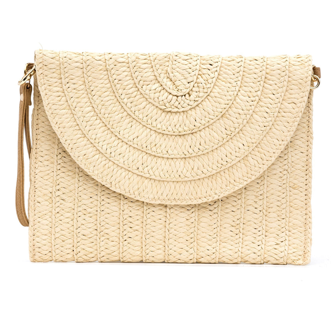 Straw Foldover Convertible Clutch 1