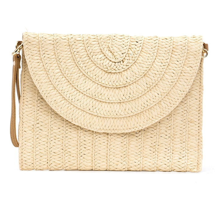 Straw Foldover Convertible Clutch 1