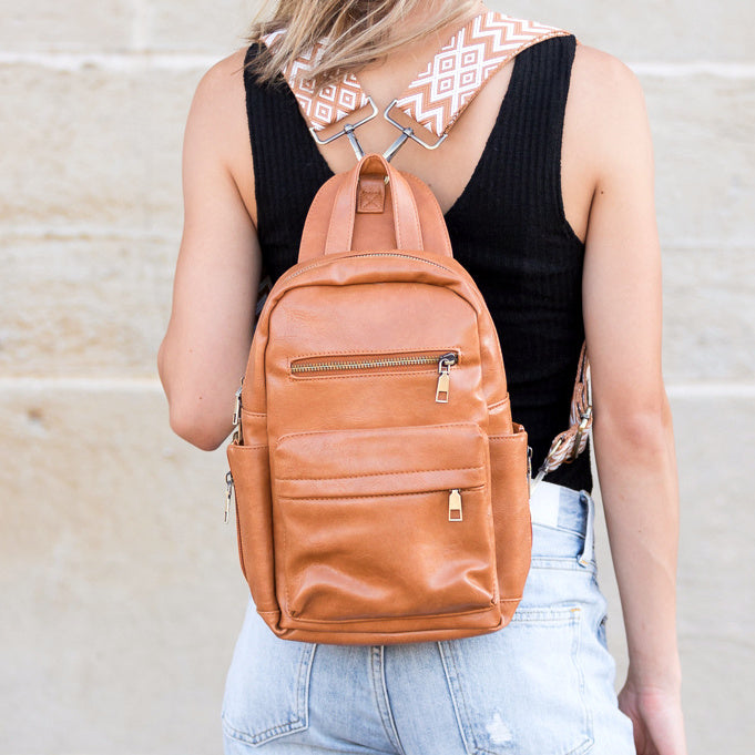 Cognac Alba Convertible Backpack Sling 1
