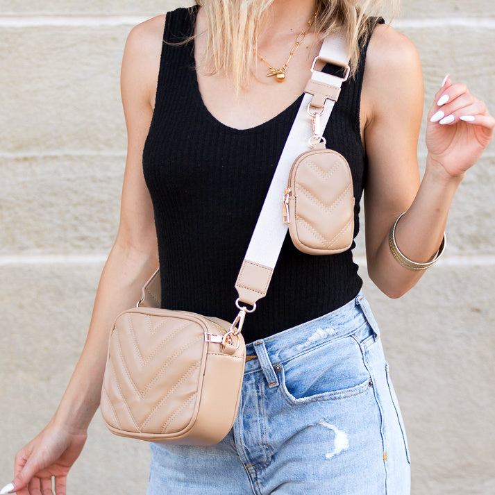 Taupe Elsie Quilted Crossbody