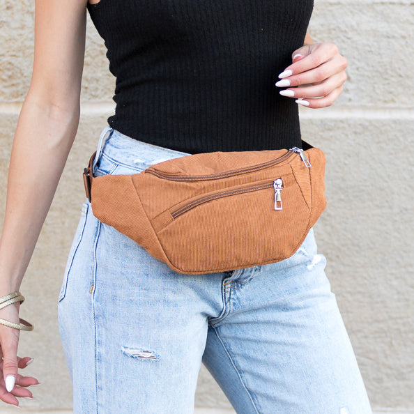 Camel Amari Corduroy Sling Crossbody Belt Bum Fanny Waist Bag