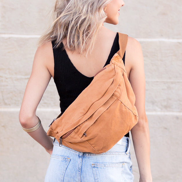 Black London Oversized Canvas Crescent Sling